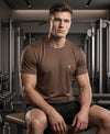 T.T. Men Dri-Fit Polyester Dot- Knit Fabric| Round Neck | Half Sleeve | Sweat-Wicking Gym & Active Wear TeesBrown