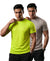 T.T. Men Dri-Fit Polyester Dot- Knit Fabric| Round Neck | Half Sleeve | Sweat-Wicking Gym & Active Wear Tees Pack Of 2 Neon Green,Light Grey