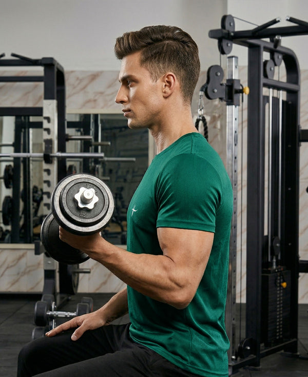 T.T. Men Dri-Fit Polyester Dot- Knit Fabric| Round Neck | Half Sleeve | Sweat-Wicking Gym & Active Wear Tees Pack Of 2 Neon Green,Green