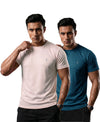 T.T. Men Dri-Fit Polyester Dot- Knit Fabric| Round Neck | Half Sleeve | Sweat-Wicking Gym & Active Wear Tees Pack Of 2 Movie-Teal