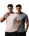 T.T. Men Dri-Fit Polyester Dot- Knit Fabric| Round Neck | Half Sleeve | Sweat-Wicking Gym & Active Wear Tees Pack Of 2 Movie-Steel Grey