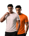 T.T. Men Dri-Fit Polyester Dot- Knit Fabric| Round Neck | Half Sleeve | Sweat-Wicking Gym & Active Wear Tees Pack Of 2 Movie-Orange