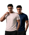 T.T. Men Dri-Fit Polyester Dot- Knit Fabric| Round Neck | Half Sleeve | Sweat-Wicking Gym & Active Wear Tees Pack Of 2 Movie-Navy