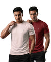 T.T. Men Dri-Fit Polyester Dot- Knit Fabric| Round Neck | Half Sleeve | Sweat-Wicking Gym & Active Wear Tees Pack Of 2 Movie-Maroon