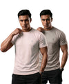 T.T. Men Dri-Fit Polyester Dot- Knit Fabric| Round Neck | Half Sleeve | Sweat-Wicking Gym & Active Wear Tees Pack Of 2 Movie-Light Grey