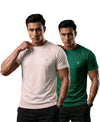 T.T. Men Dri-Fit Polyester Dot- Knit Fabric| Round Neck | Half Sleeve | Sweat-Wicking Gym & Active Wear Tees Pack Of 2 Movie,Green