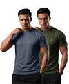 T.T. Men Dri-Fit Polyester Dot- Knit Fabric| Round Neck | Half Sleeve | Sweat-Wicking Gym & Active Wear Tees Pack Of 2 Dark Grey,Dark Green