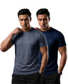 T.T. Men Dri-Fit Polyester Dot- Knit Fabric| Round Neck | Half Sleeve | Sweat-Wicking Gym & Active Wear Tees Pack Of 2 Dark Grey,Navy