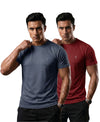 T.T. Men Dri-Fit Polyester Dot- Knit Fabric| Round Neck | Half Sleeve | Sweat-Wicking Gym & Active Wear Tees Pack Of 2 Dark Grey,Maroon