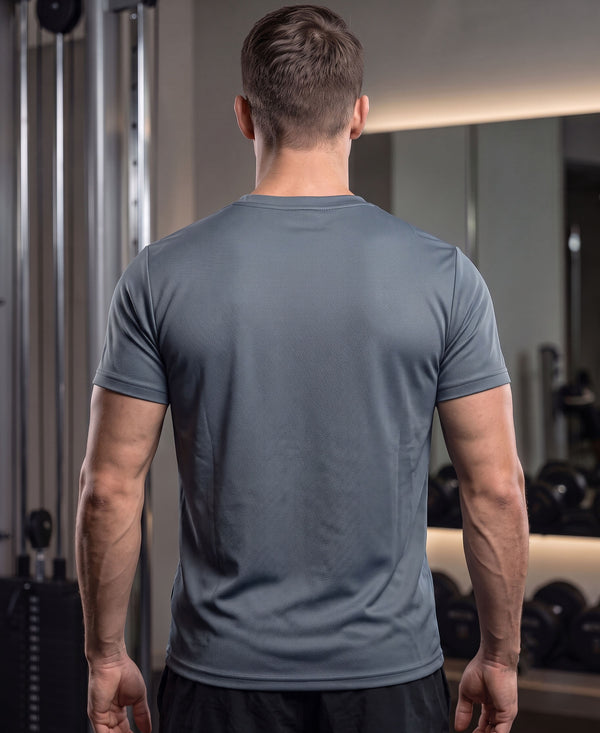 T.T. Men Dri-Fit Polyester Dot- Knit Fabric| Round Neck | Half Sleeve | Sweat-Wicking Gym & Active Wear Tees Pack Of 2 Dark Grey,Blue