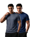 T.T. Men Dri-Fit Polyester Dot- Knit Fabric| Round Neck | Half Sleeve | Sweat-Wicking Gym & Active Wear Tees Pack Of 2 Dark Grey,Blue