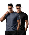 T.T. Men Dri-Fit Polyester Dot- Knit Fabric| Round Neck | Half Sleeve | Sweat-Wicking Gym & Active Wear Tees Pack Of 2 Dark Grey,Black