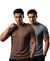 T.T. Men Dri-Fit Polyester Dot- Knit Fabric| Round Neck | Half Sleeve | Sweat-Wicking Gym & Active Wear Tees Pack Of 2 Brown,Steel Grey
