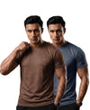 T.T. Men Dri-Fit Polyester Dot- Knit Fabric| Round Neck | Half Sleeve | Sweat-Wicking Gym & Active Wear Tees Pack Of 2 Brown,Dark Grey