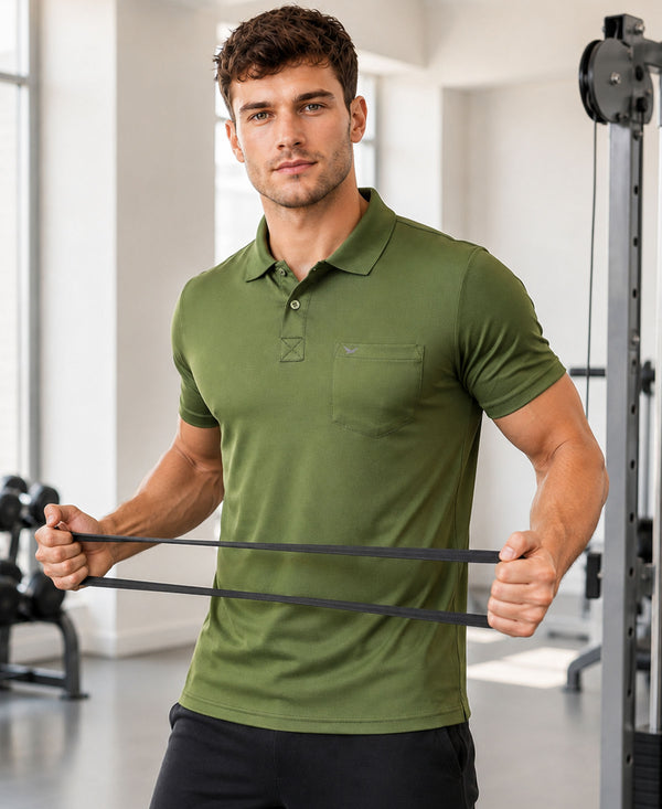 Hiflyers Men|Regular Fit|Dri-Fit|Pique Polo Half Sleeve T-Shirt For Men|Polo For Men|Green