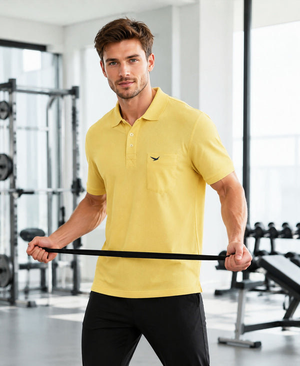 Hiflyers Men|Regular Fit|Dri-Fit|Pique Polo Half Sleeve T-Shirt For Men|Polo For Men|Yellow