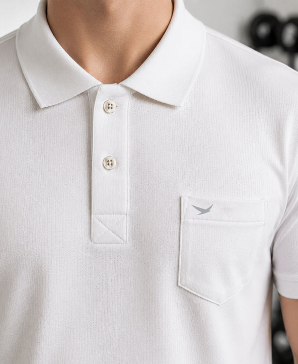 Hiflyers Men|Regular Fit|Dri-Fit|Pique Polo Half Sleeve T-Shirt For Men|Polo For Men|White
