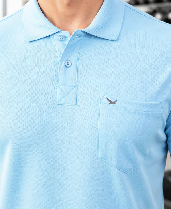 Hiflyers Men|Regular Fit|Dri-Fit|Pique Polo Half Sleeve T-Shirt For Men|Polo For Men|Sky Blue