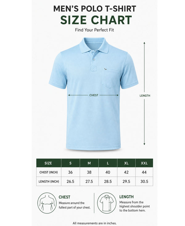Hiflyers Men|Regular Fit|Dri-Fit|Pique Polo Half Sleeve T-Shirt For Men|Polo For Men|Sky Blue