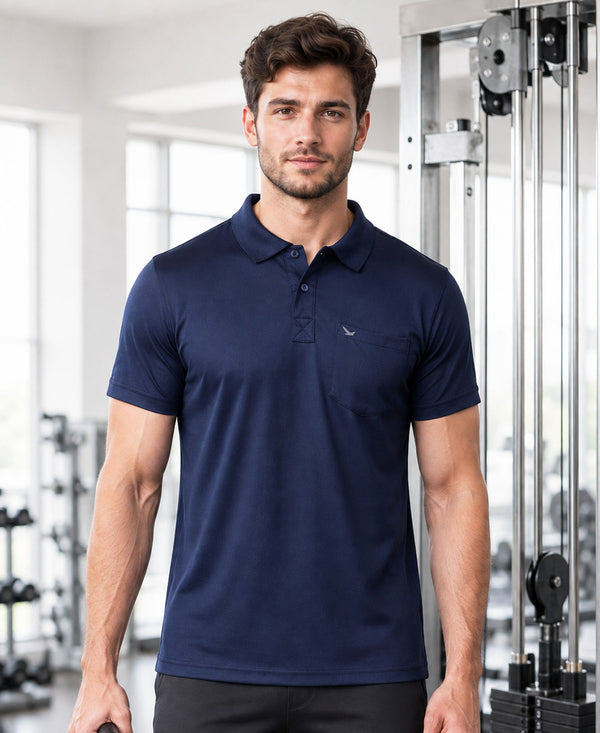 Hiflyers Men|Regular Fit|Dri-Fit|Pique Polo Half Sleeve T-Shirt For Men|Polo For Men|Navy