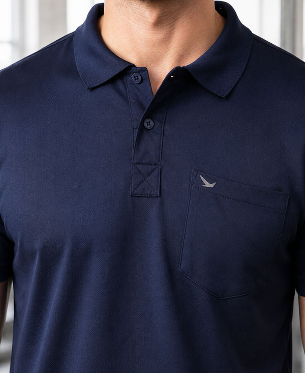 Hiflyers Men|Regular Fit|Dri-Fit|Pique Polo Half Sleeve T-Shirt For Men|Polo For Men|Navy