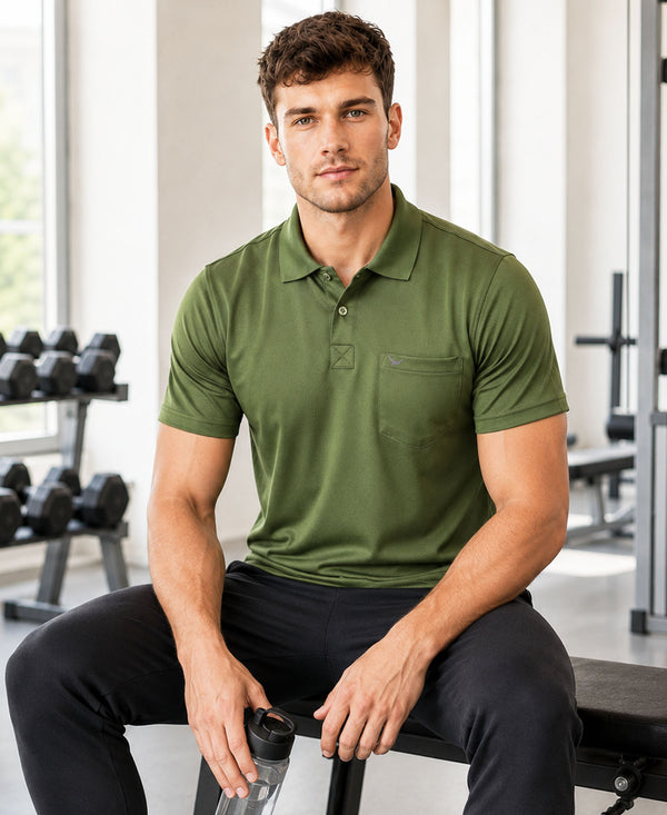 Hiflyers Men|Regular Fit|Dri-Fit|Pique Polo Half Sleeve T-Shirt For Men|Polo For Men|Green