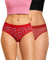 T.T. Women|Cotton|Mid-Rise|Full Coverage Desire Printed Briefs For Daily Wear|Soft Breathable Comfortable Panty|Pack Of 2|Red,Red