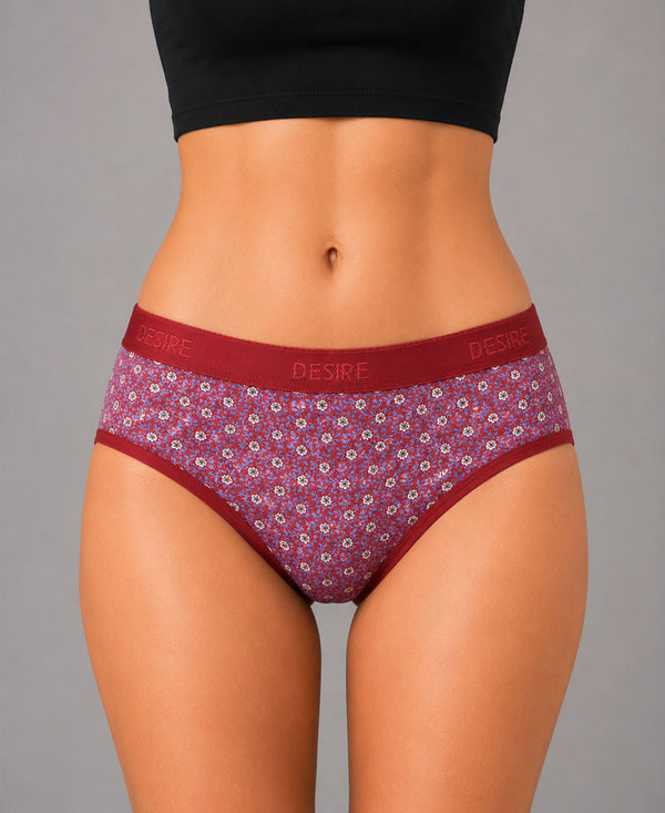 T.T. Women|Cotton|Mid-Rise|Full Coverage Desire Printed Briefs For Daily Wear|Soft Breathable Comfortable Panty|Pack Of 2|Red,Red