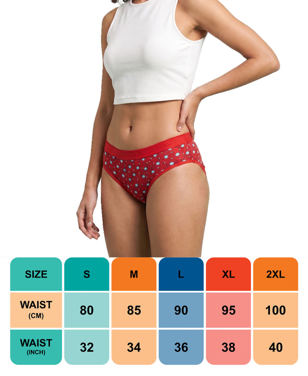 T.T. Women|Cotton|Mid-Rise|Full Coverage Desire Printed Briefs For Daily Wear|Soft Breathable Comfortable Panty|Pack Of 2|Red,Red