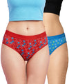 T.T. Women|Cotton|Mid-Rise|Full Coverage Desire Printed Briefs For Daily Wear|Soft Breathable Comfortable Panty|Pack Of 2|Red,Sky Blue
