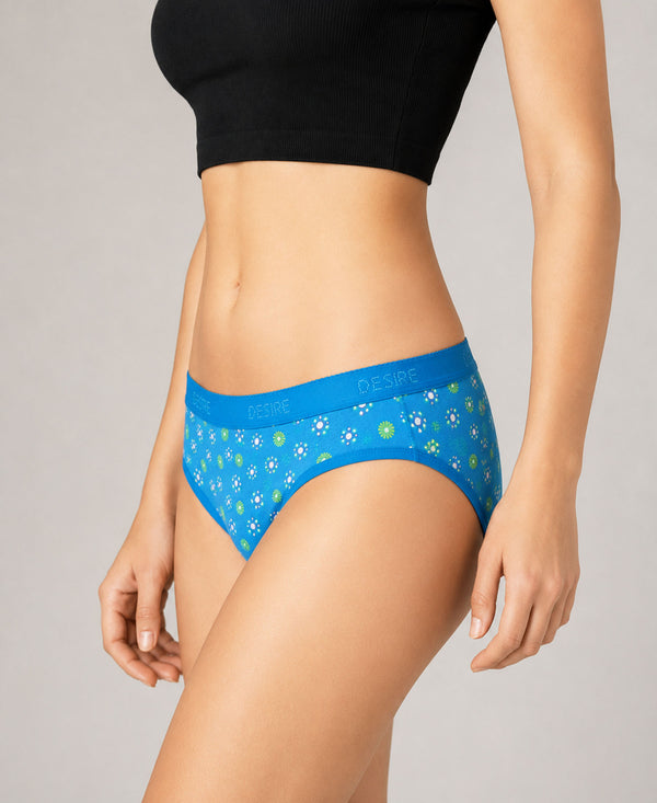 T.T. Women|Cotton|Mid-Rise|Full Coverage Desire Printed Briefs For Daily Wear|Soft Breathable Comfortable Panty|Pack Of 2|Pink,Sky Blue