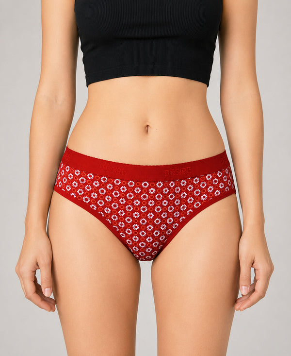 T.T. Women|Cotton|Mid-Rise|Full Coverage Desire Printed Briefs For Daily Wear|Soft Breathable Comfortable Panty|Pack Of 2|Pink,Red