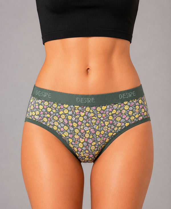 T.T. Women|Cotton|Mid-Rise|Full Coverage Desire Printed Briefs For Daily Wear|Soft Breathable Comfortable Panty|Pack Of 2|Pink,Green