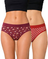 T.T. Women|Cotton|Mid-Rise|Full Coverage Desire Printed Briefs For Daily Wear|Soft Breathable Comfortable Panty|Pack Of 2|Maroon,Red