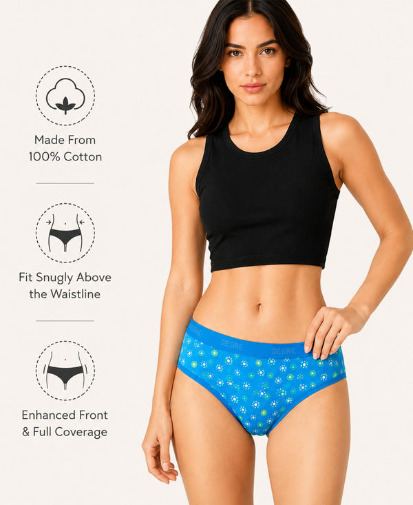 T.T. Women|Cotton|Mid-Rise|Full Coverage Desire Printed Briefs For Daily Wear|Soft Breathable Comfortable Panty|Pack Of 2|Grey,Sky Blue