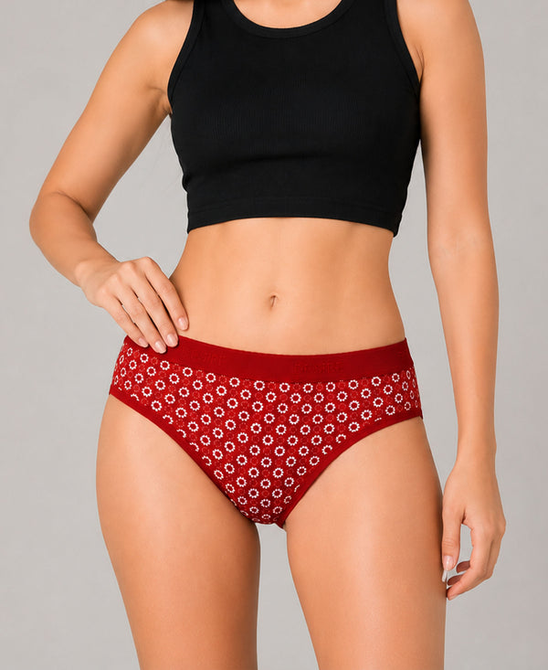 T.T. Women|Cotton|Mid-Rise|Full Coverage Desire Printed Briefs For Daily Wear|Soft Breathable Comfortable Panty|Pack Of 2|Grey,Red