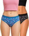 T.T. Women|Cotton|Mid-Rise|Full Coverage Desire Printed Briefs For Daily Wear|Soft Breathable Comfortable Panty|Pack Of 2|Blue,Black