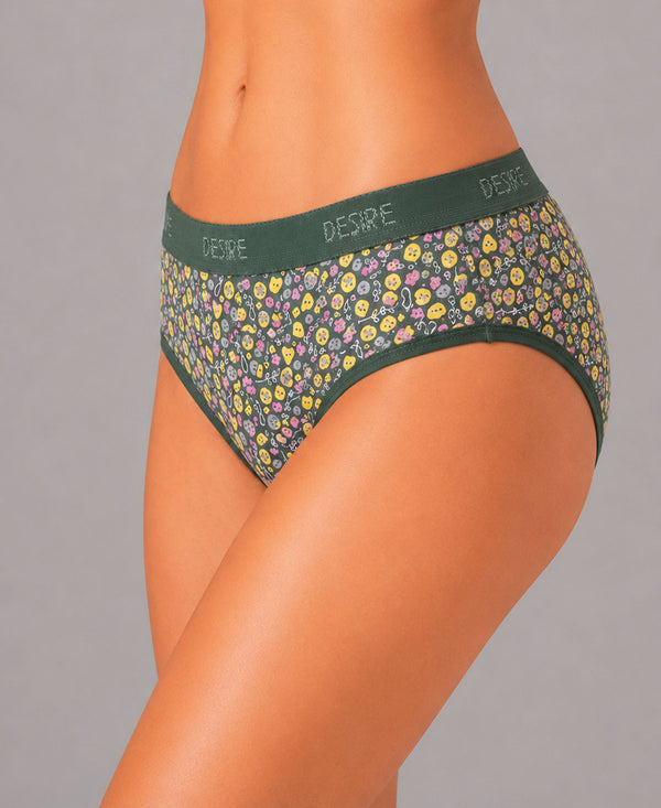 T.T. Women|Cotton|Mid-Rise|Full Coverage Desire Printed Briefs For Daily Wear|Soft Breathable Comfortable Panty|Pack Of 2|Black,Green