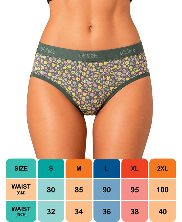 T.T. Women|Cotton|Mid-Rise|Full Coverage Desire Printed Briefs For Daily Wear|Soft Breathable Comfortable Panty|Pack Of 3|Green,Maroon,Red