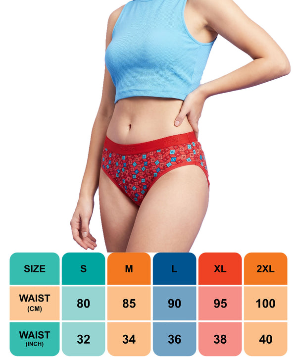 T.T. Women|Cotton|Mid-Rise|Full Coverage Desire Printed Briefs For Daily Wear|Soft Breathable Comfortable Panty|Pack Of 2|Red,Green