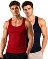 T.T. Men|Desire Premium Gym Vest|Pure Cotton|Rib Fabric|Moisture-Wicking, Breathable & Stretchable Sleeveless Undershirt| Ideal For Gym, Sports & Daily Wear|Pack Of 2|Red,Navy