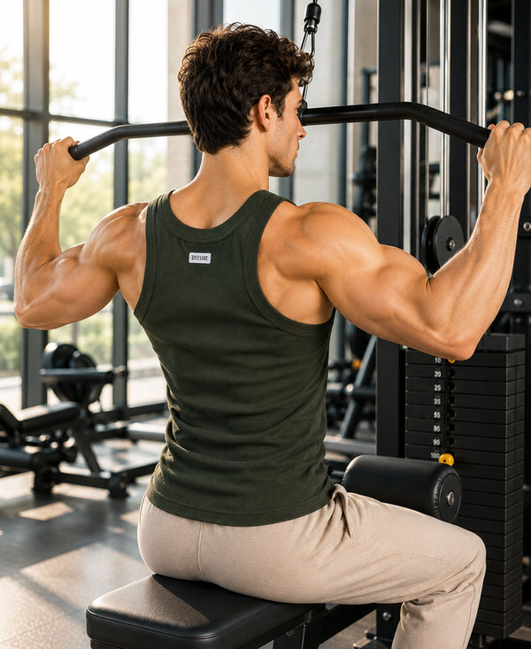 T.T. Men|Desire Premium Gym Vest|Pure Cotton|Rib Fabric|Moisture-Wicking, Breathable & Stretchable Sleeveless Undershirt| Ideal For Gym, Sports & Daily Wear|Pack Of 2|Green,Grey Melange