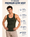 T.T. Men|Desire Premium Gym Vest|Pure Cotton|Rib Fabric|Moisture-Wicking, Breathable & Stretchable Sleeveless Undershirt| Ideal For Gym, Sports & Daily Wear|Pack Of 2|Black,Green