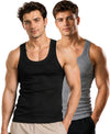 T.T. Men|Desire Premium Gym Vest|Pure Cotton|Rib Fabric|Moisture-Wicking, Breathable & Stretchable Sleeveless Undershirt| Ideal For Gym, Sports & Daily Wear|Pack Of 2|Black,Grey Melange
