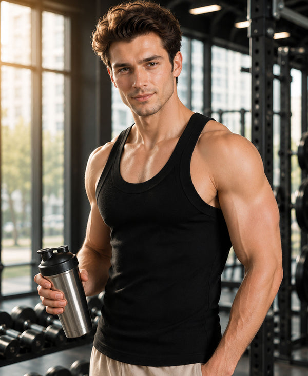 T.T. Men|Desire Premium Gym Vest|Pure Cotton|Rib Fabric|Moisture-Wicking, Breathable & Stretchable Sleeveless Undershirt| Ideal For Gym, Sports & Daily Wear|Pack Of 3|Black,Red,Grey Mlng