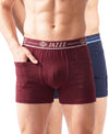 T.T. Jazzz Men’S Cotton Trunk With Outer Pocket|Comfortable Fit|Top Elastic Waistband|Pack Of 2|Maroon,Navy