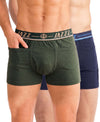T.T. Jazzz Men’S Cotton Trunk With Outer Pocket|Comfortable Fit|Top Elastic Waistband|Pack Of 2|Green,Navy