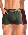 T.T. Jazzz Men’S Cotton Trunk With Outer Pocket|Comfortable Fit|Top Elastic Waistband|Pack Of 2|Green-Maroon