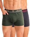 T.T. Jazzz Men’S Cotton Trunk With Outer Pocket|Comfortable Fit|Top Elastic Waistband|Pack Of 2|Green,Dark Grey