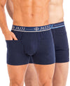T.T. Jazzz Men’S Cotton Trunk With Outer Pocket|Comfortable Fit|Top Elastic Waistband|Pack Of 2|Blue,Navy